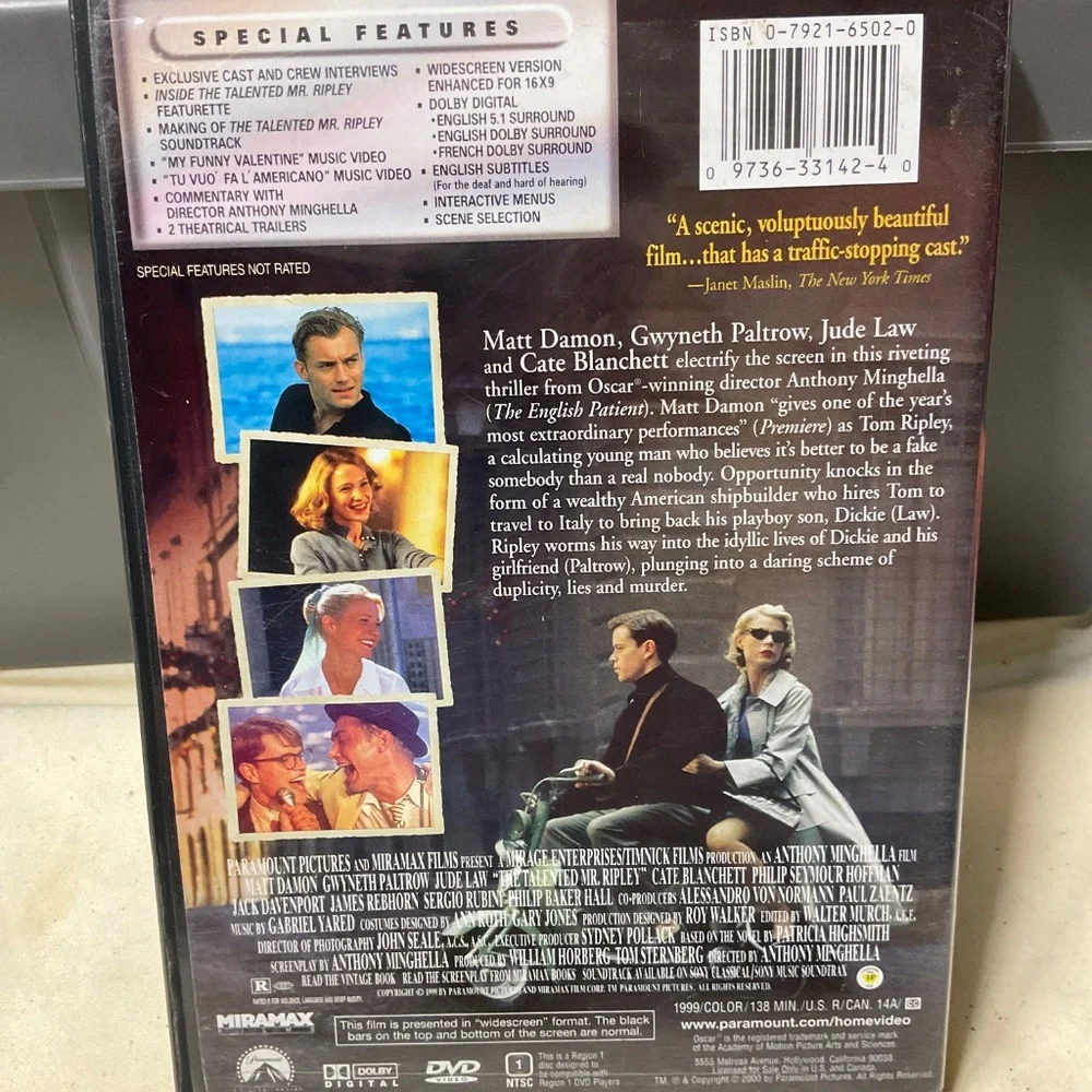 DVD - The Talented Mr. Ripley. V97